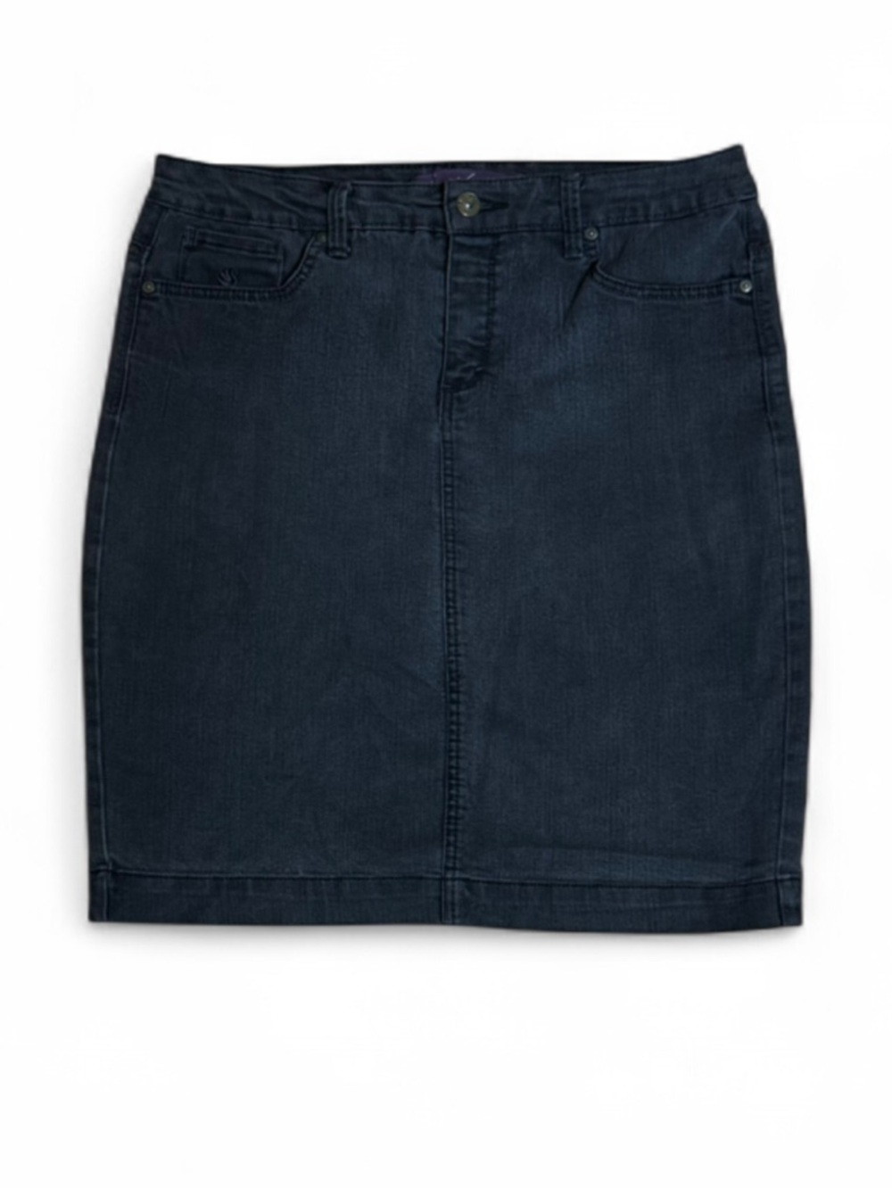 Gloria Vanderbilt Denim Skirt Size 6 Dark Wash Embellished Rhinestone Pockets